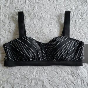 Athleta chevron high support workout yoga sports bra black/white size 38B/C